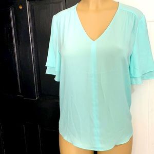 Banana republic green blouse Ruffle Short Sleeve